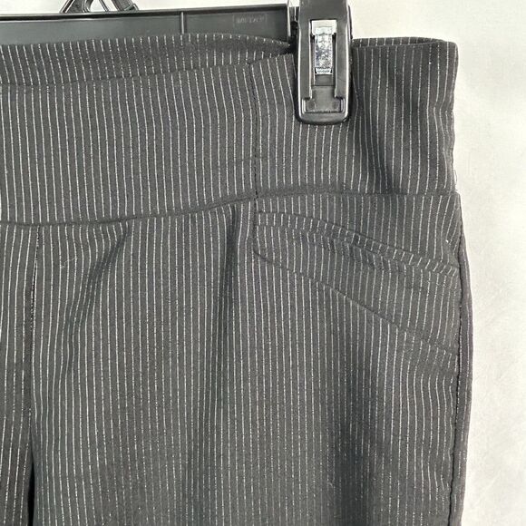 Valia Women's 11/12 Pin Stripe Black Dress Pants Pull On Office Work 32 x 32 - Picture 5 of 10